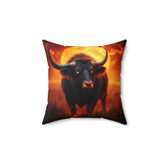 Bold Buffalo Art Pillow, Decorative Cushion for Living Room, Unique Ranch Decor, Gift for Nature Lovers, Home Accent