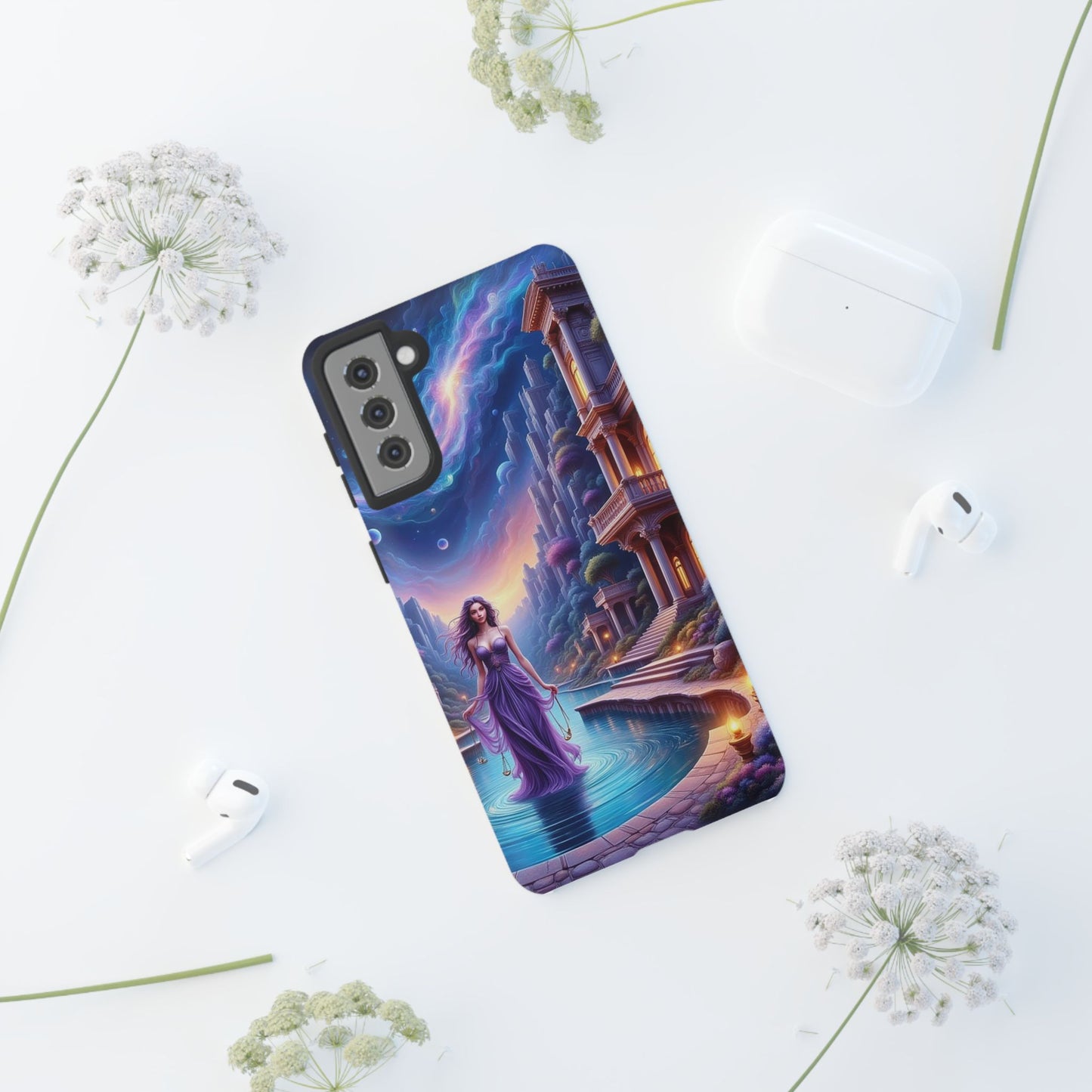 Celestial Fantasy Phone Case, Tough Case for Dreamers, Galaxy Design, Gift for Her, Magical Phone Accessory
