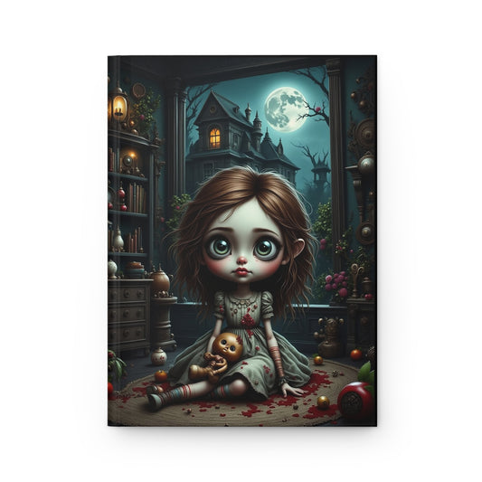 Creepy Doll in Moonlight Hardcover Journal | Gothic Horror Notebook