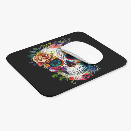 Colorful Skull Mouse Pad, Day of the Dead Decor, Office Gift, Floral Design Desk Accessory, Gamer Mousepad, Sugar Skull