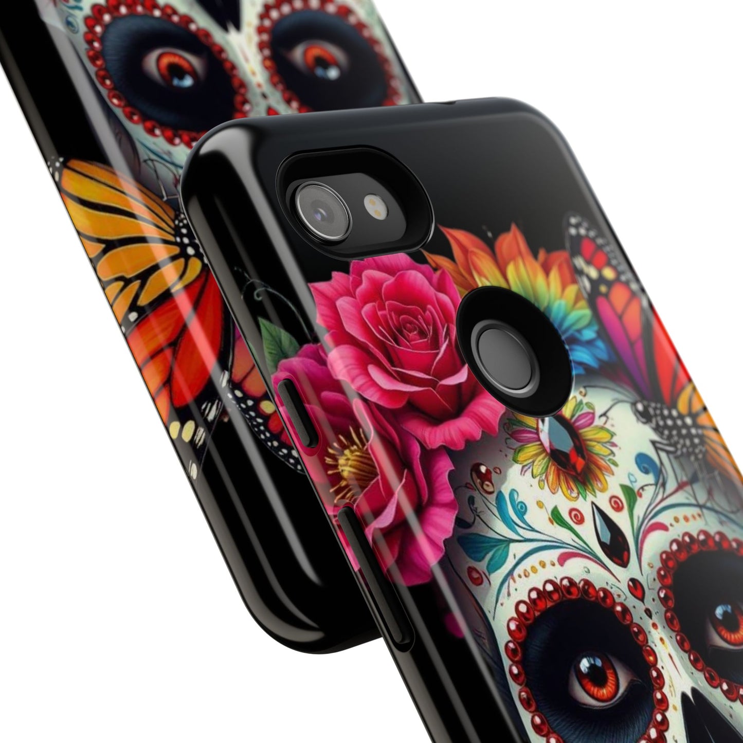 Colorful Sugar Skull Phone Case, Day of the Dead Case, Floral Phone Cover, Flower Skull Design, Edgy Phone Accessory