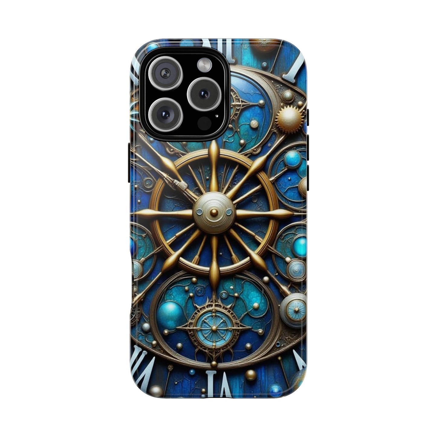 Stylish Phone Cases for Adventurers, Unique Phone Cover, Gift for Friends, Gold and Blue Steampunk Design, Tough Protective Case, Artistic [...]