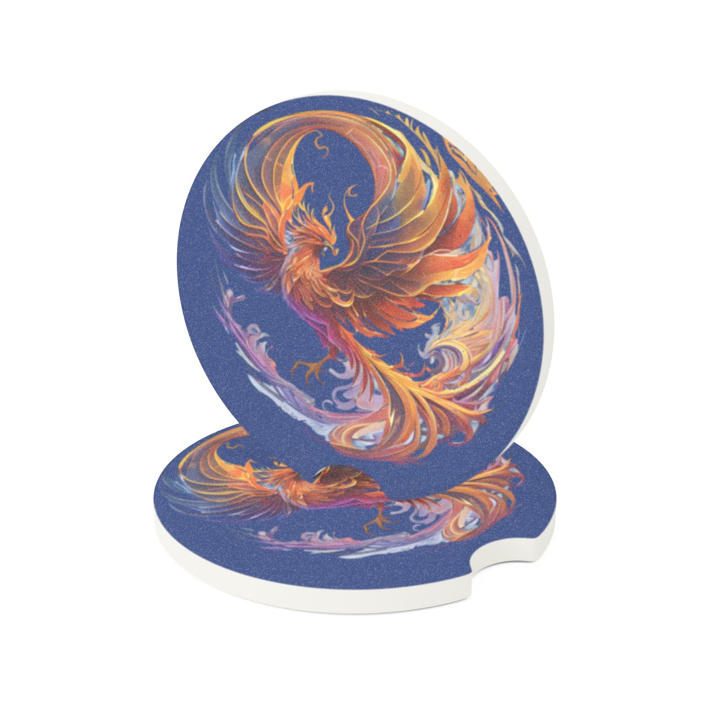 Phoenix Soapstone Car Coaster, Artistic Coaster for Cars, Unique Car Accessory, Gift for Drivers, Decor for Auto Enthusiasts