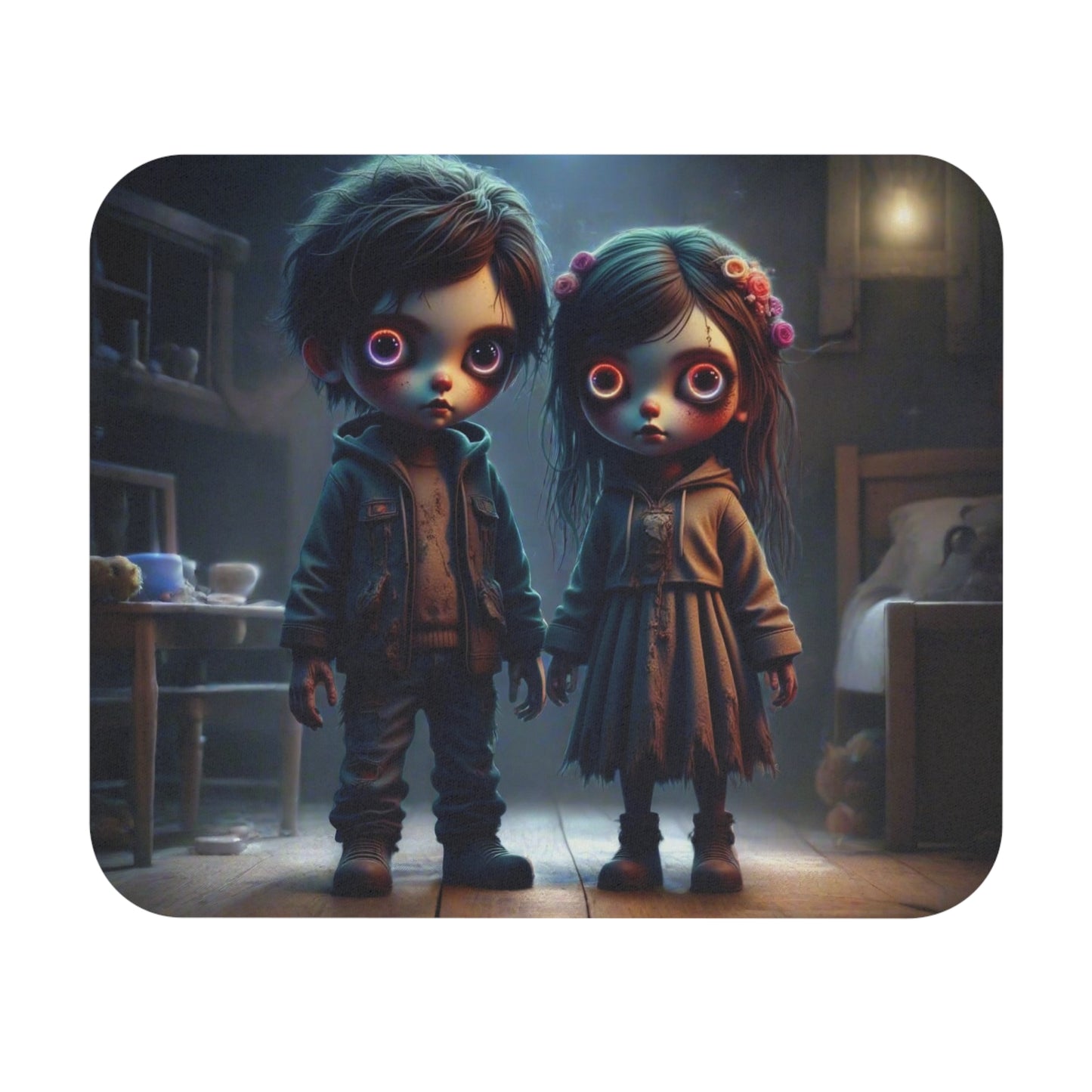 Spooky Kids Mouse Pad, Unique Workstation Decor, Halloween Gift for Gamers, Cute Office Accessory, Home Studio Essentials