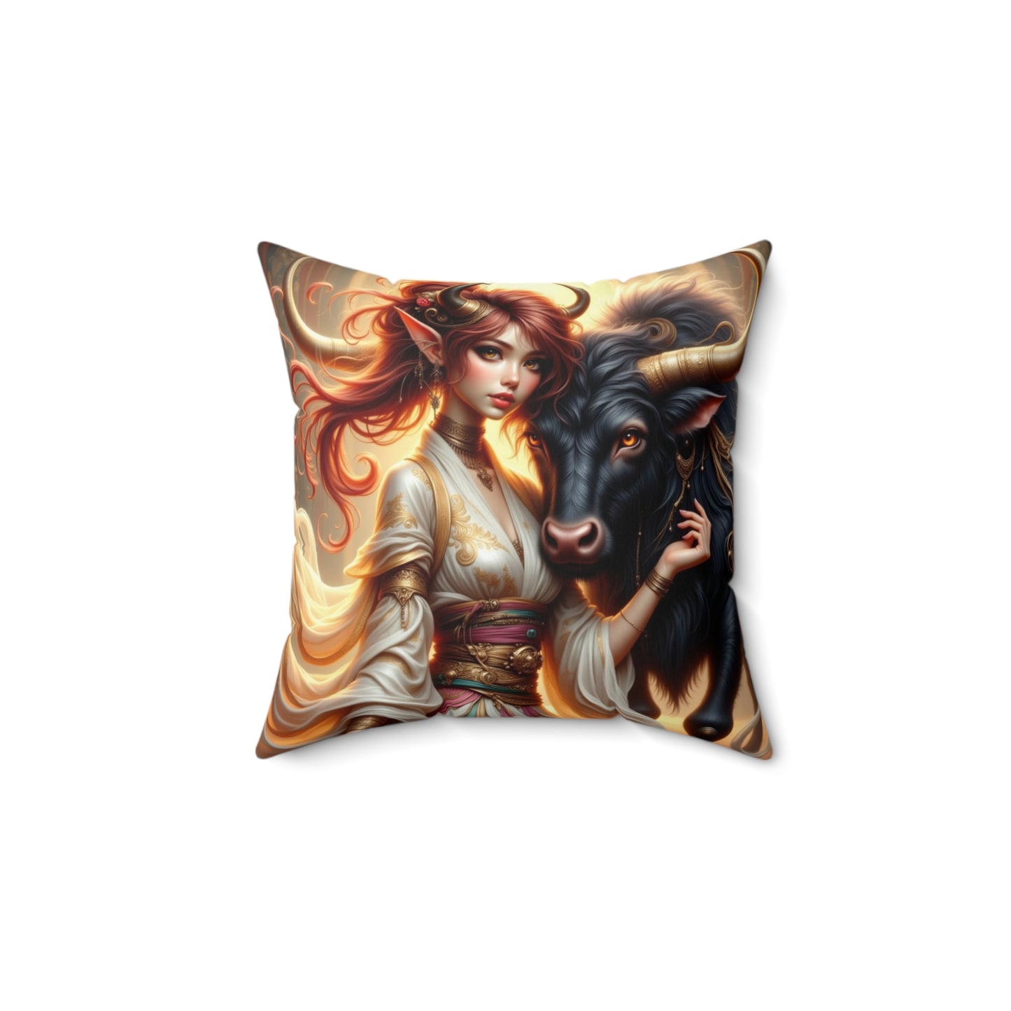 Zodiac Taurus, Bohemian Tarot-Inspired Decorative Pillow | Perfect for Home, Gifts, Festivals, and Cozy Spaces, Astrology Decor, Boho Accent