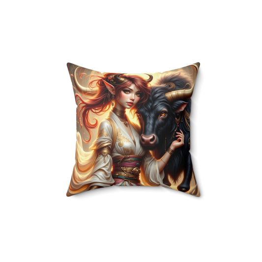 Zodiac Taurus, Bohemian Tarot-Inspired Decorative Pillow | Perfect for Home, Gifts, Festivals, and Cozy Spaces, Astrology Decor, Boho Accent