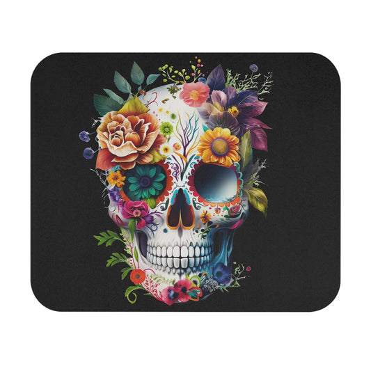 Colorful Skull Mouse Pad, Day of the Dead Decor, Office Gift, Floral Design Desk Accessory, Gamer Mousepad, Sugar Skull
