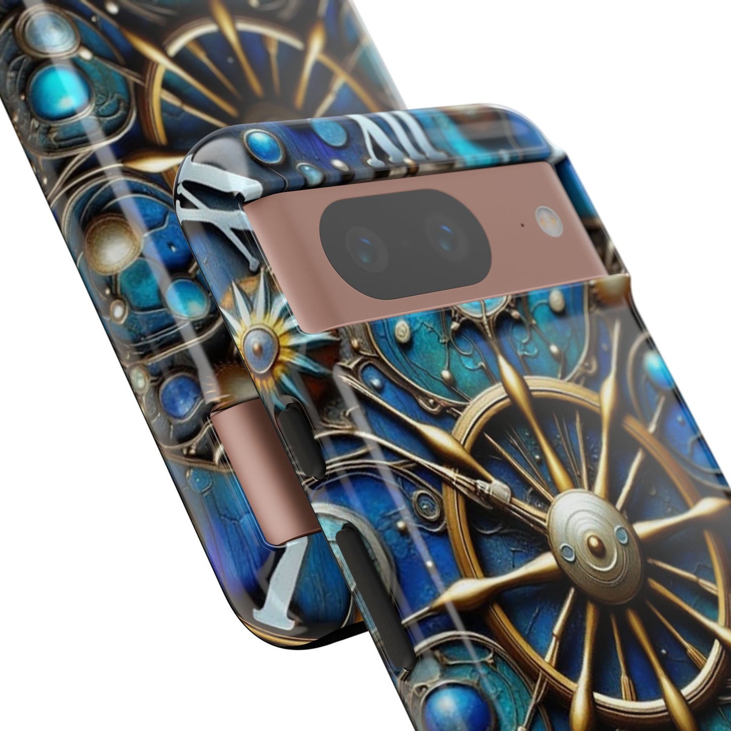 Stylish Phone Cases for Adventurers, Unique Phone Cover, Gift for Friends, Gold and Blue Steampunk Design, Tough Protective Case, Artistic [...]