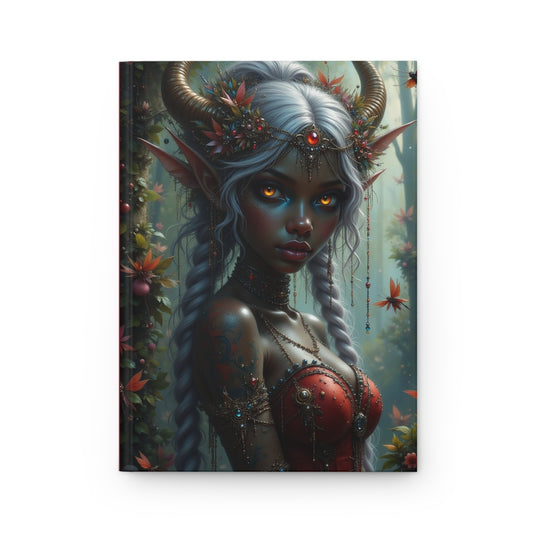Red Nubian Elf Princess, Fantasy-Themed Hardcover Journal, Artistic Writing Notebook, Gift for Writers, Unique Diary, Journal for Creatives, Ethereal Artwork Journal