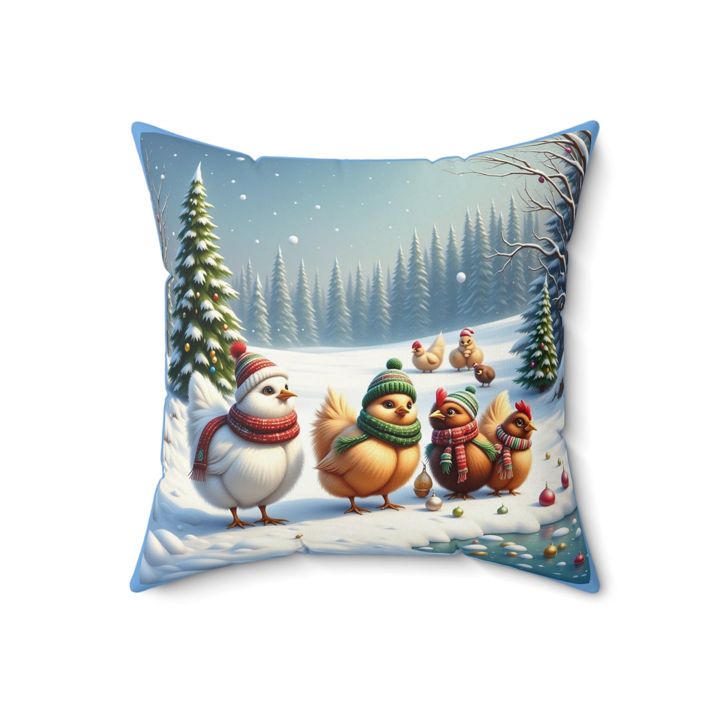 Winter Wonderland Decorative Pillow, Cozy Home Decor, Holiday Throw Cushion, Gift for Bird Lovers, Seasonal Accent Pillow