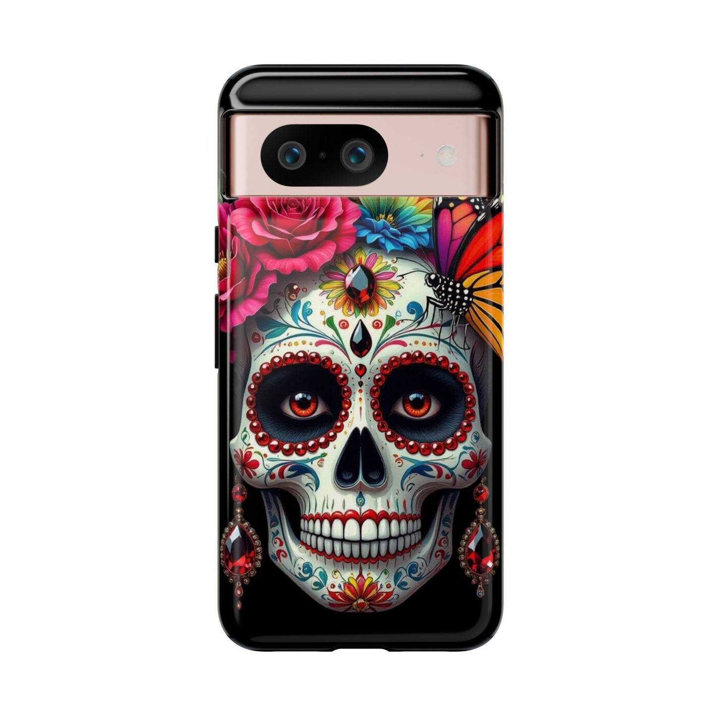 Colorful Sugar Skull Phone Case, Day of the Dead Case, Floral Phone Cover, Flower Skull Design, Edgy Phone Accessory