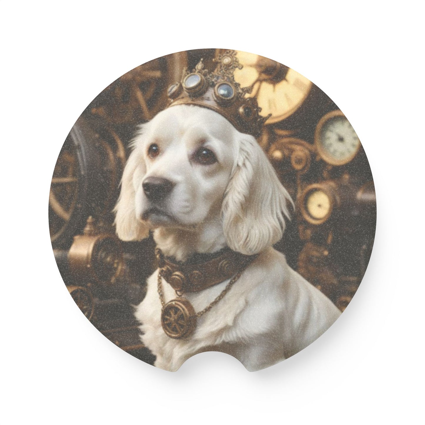 Steampunk Dog Soapstone Car Coaster - Perfect Gift for Pet Lovers, Dog Owners, Unique Car Accessory, Novelty Gift, Home Decor