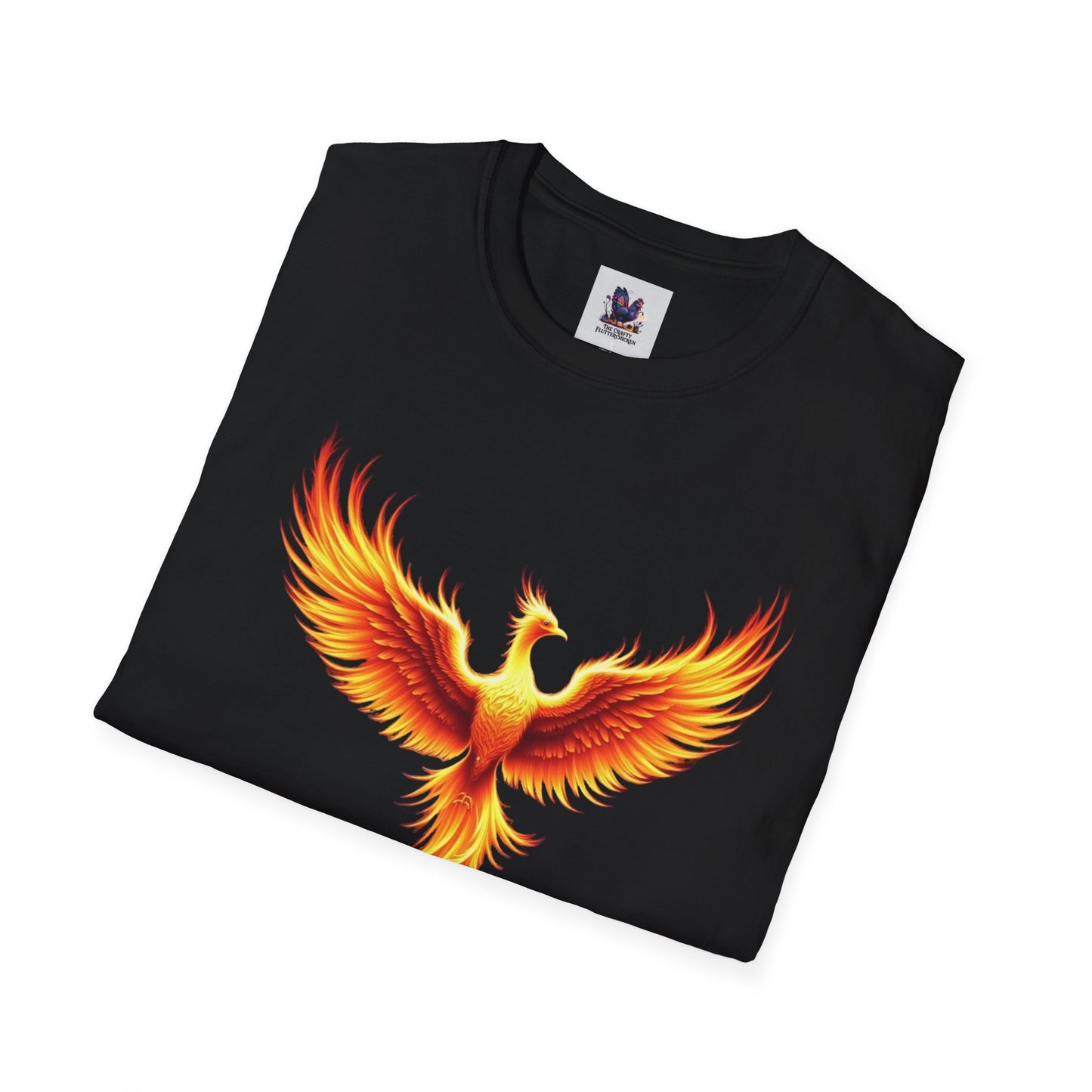 Colorful Phoenix Art Unisex Softstyle T-Shirt, Colorful Tee, Nature-Inspired Apparel, Cute Graphic Shirt