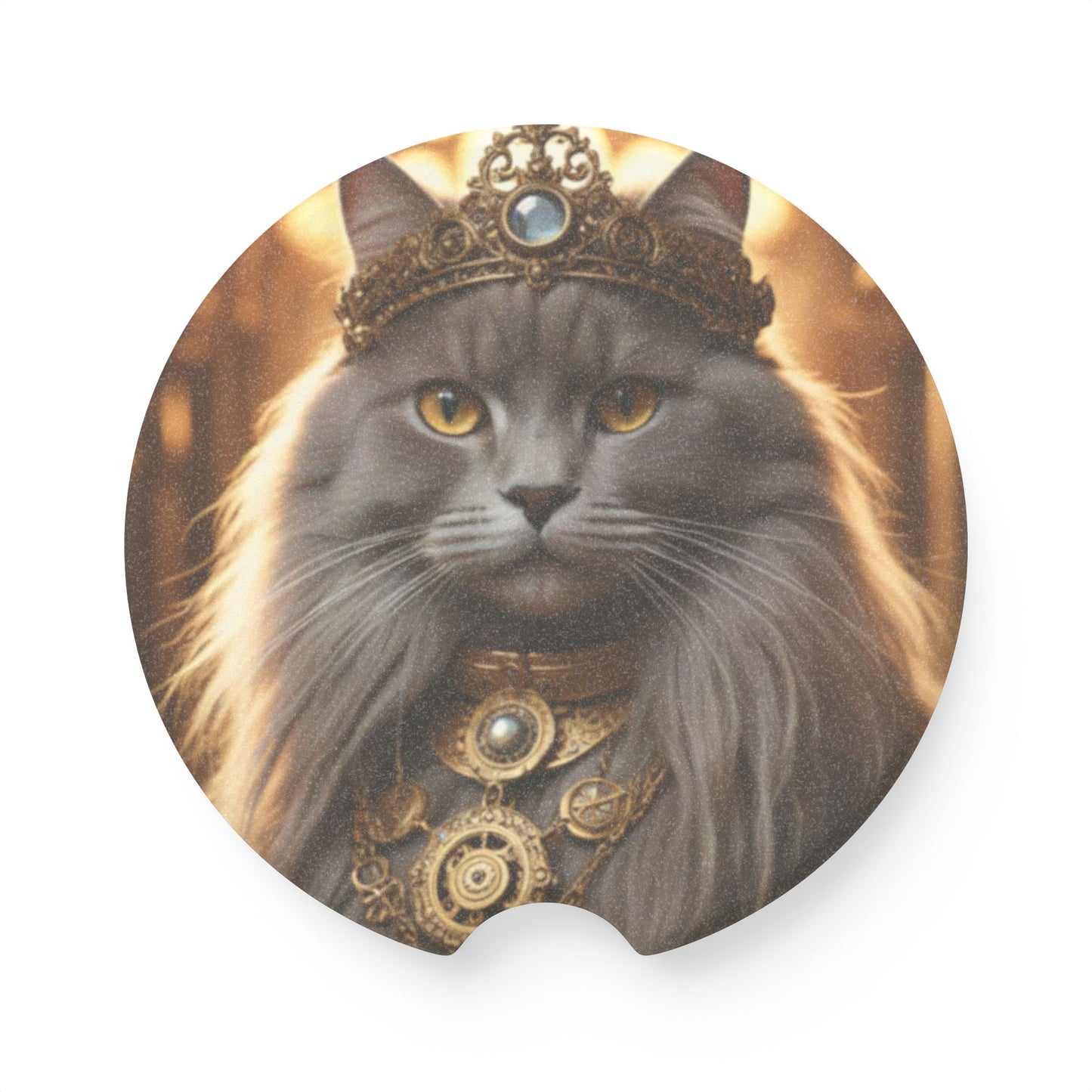 Majestic Cat Car Coaster - Stylish Soapstone Coaster for Pet Lovers, Cute Car Accessory, Gifts for Cat Lovers, Unique Home Decor