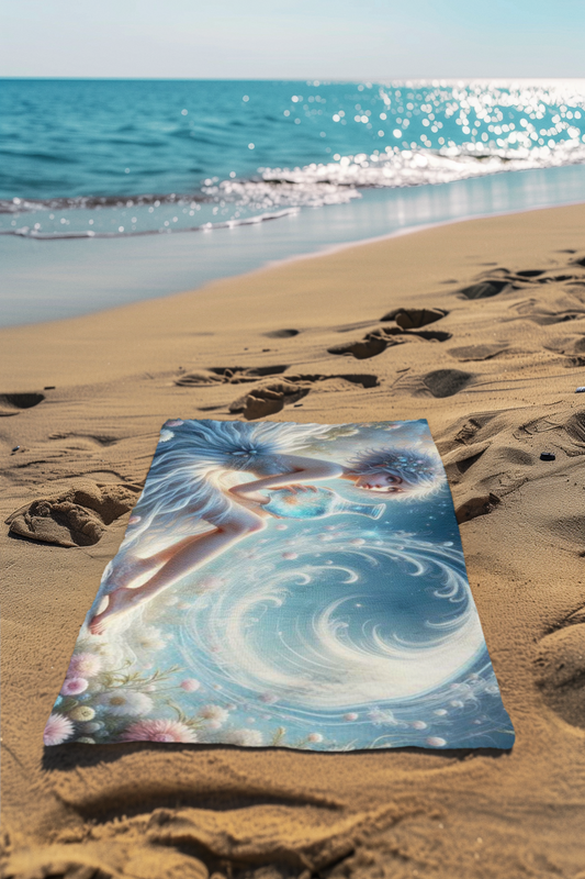 Zodiac Aquarius, Dreamy Fantasy Beach Towel, Magical Towel for Pool Days, Summer Beach Accessories, Gift for Beach Lovers, Watercolor Ocean Towel