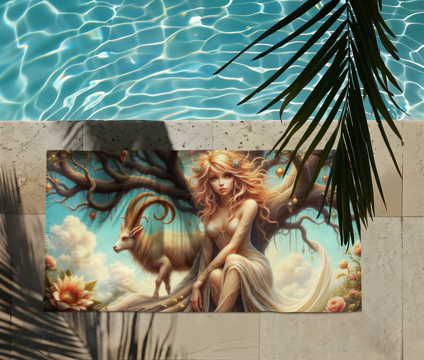 Zodiac Aries, Whimsical Floral Beach Towel, Bohemian Towel, Summer Essential, Poolside Accessory, Gift for Beach Lovers, Vibrant Artwork Towel