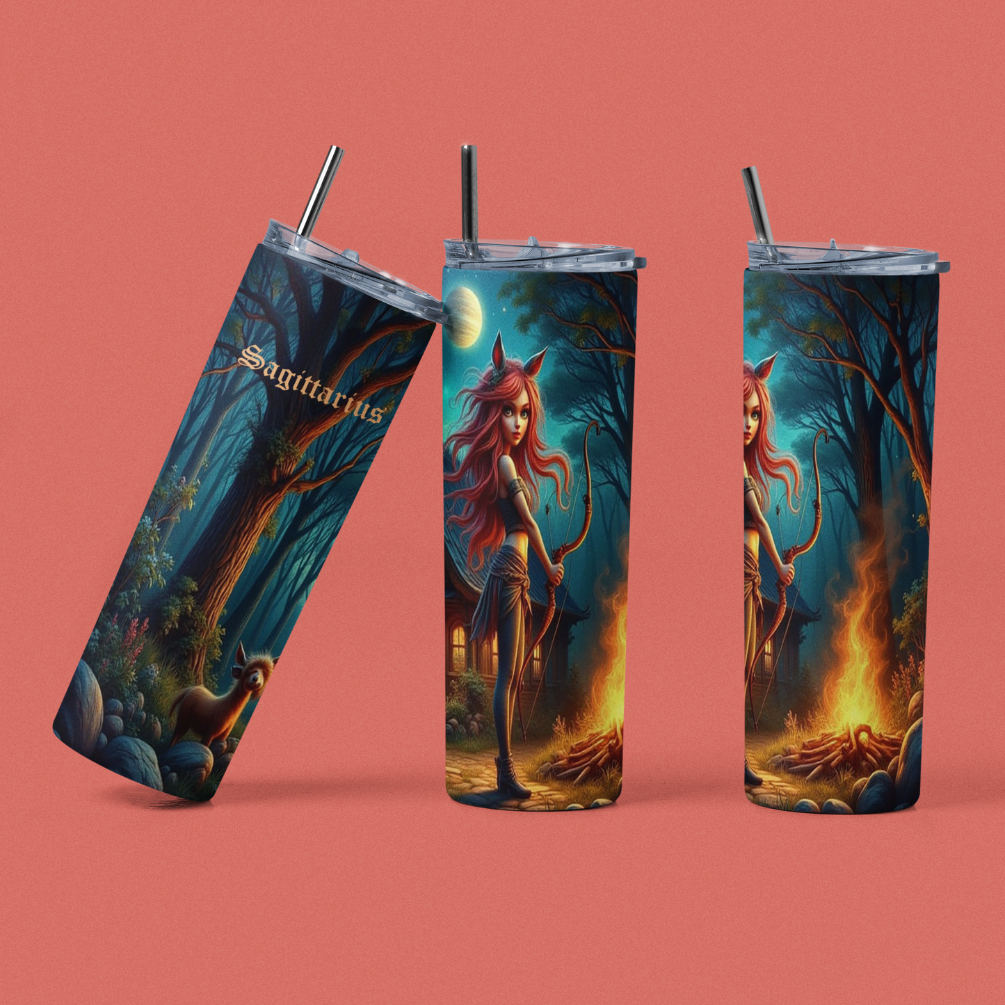 Zodiac Sagittarius Tumbler with Straw, 20oz