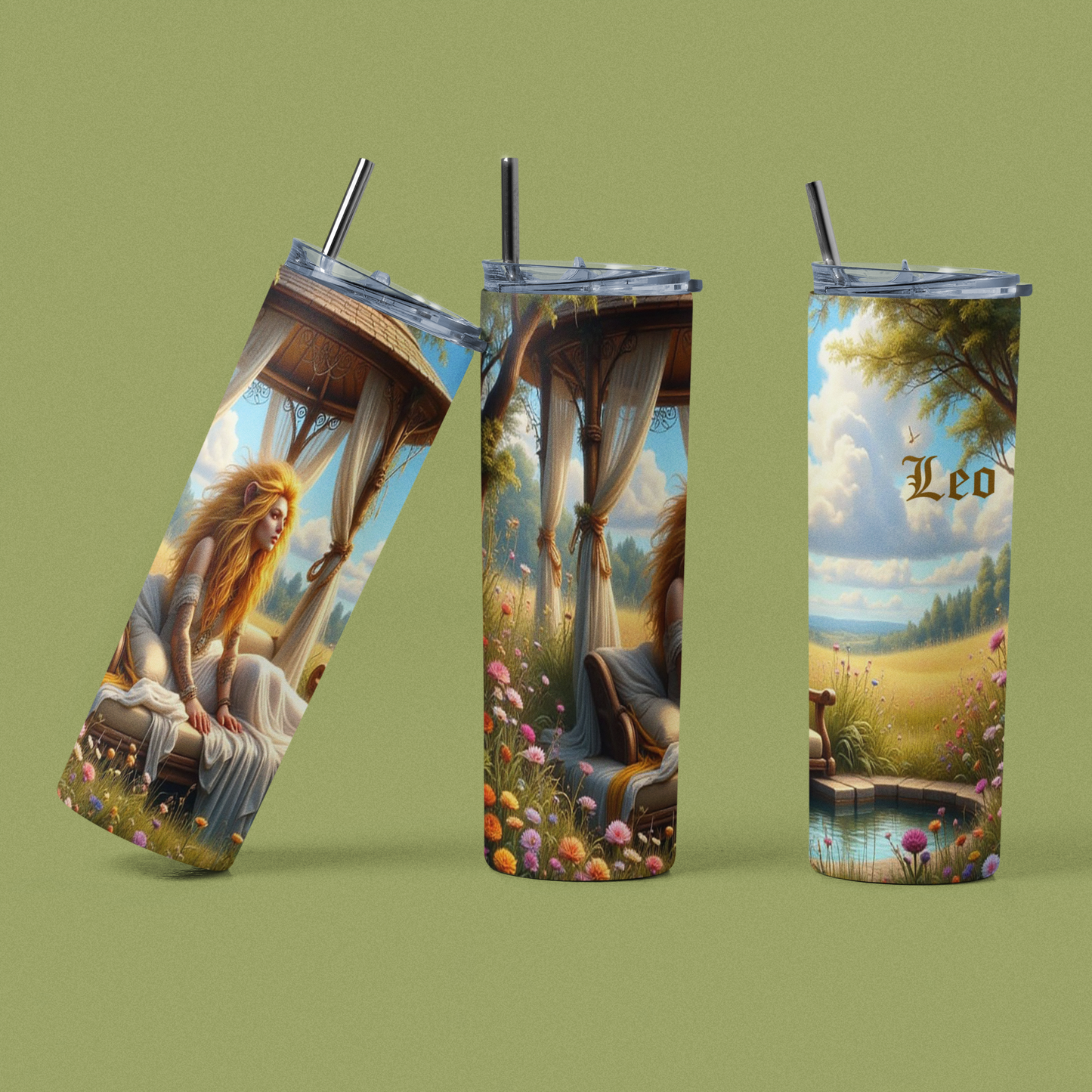 Zodiac Leo Tumbler with Straw, 20oz