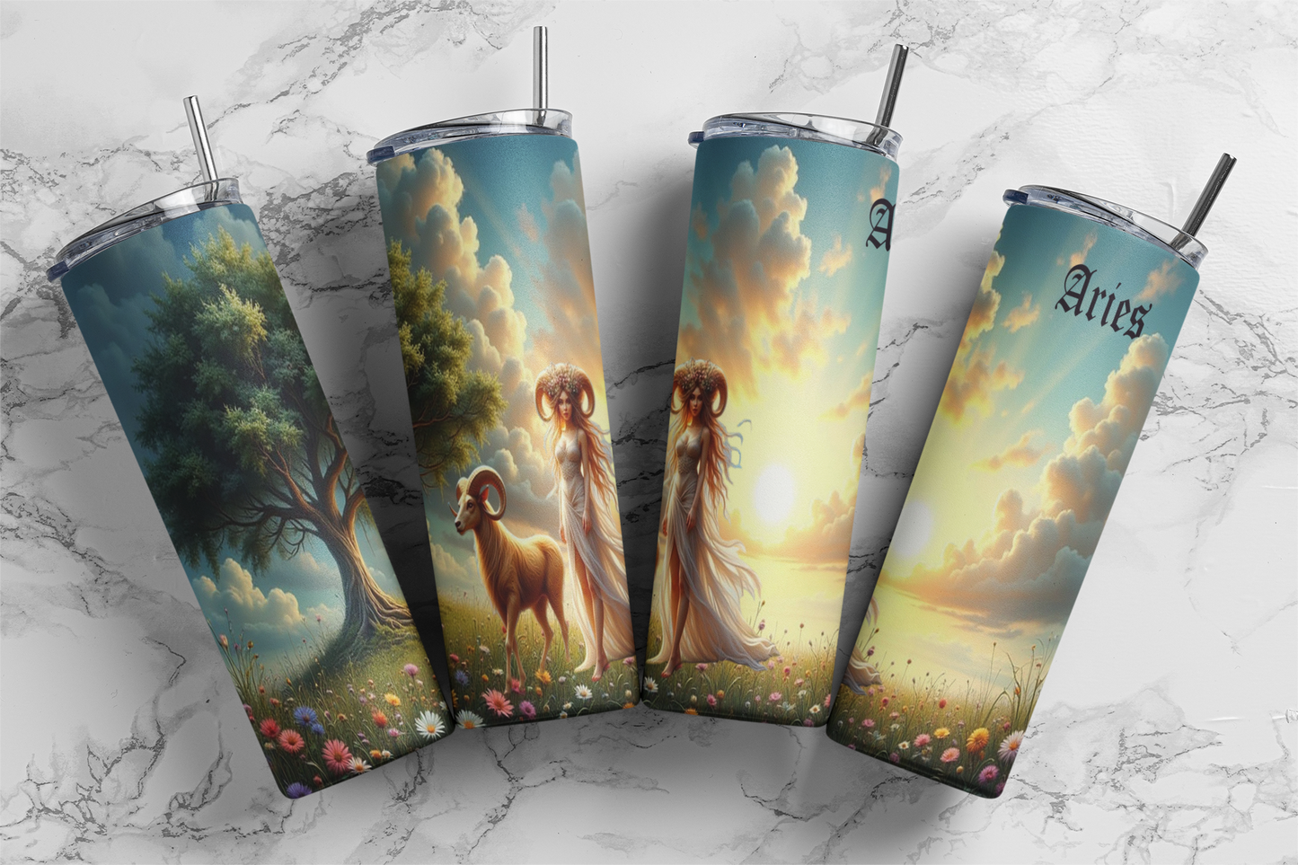 Zodiac Aries Tumbler with Straw, 20oz