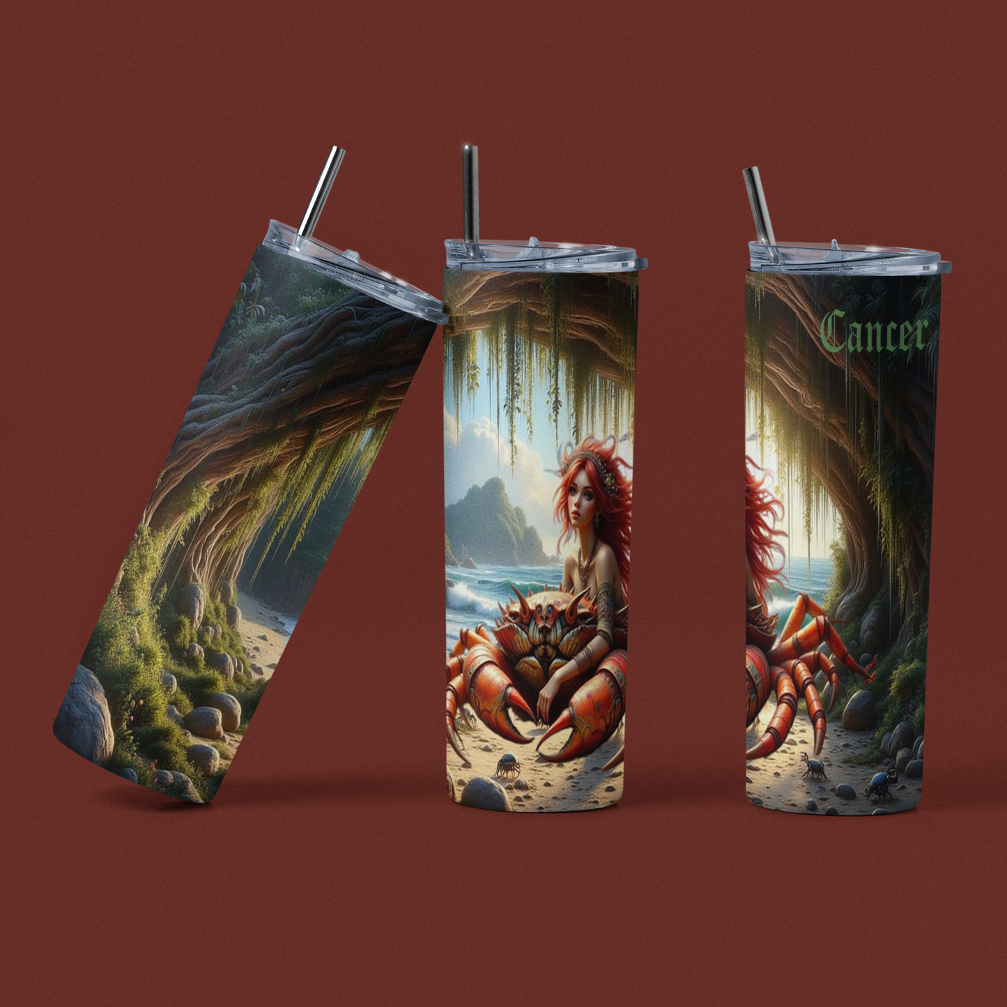 Zodiac Cancer Tumbler with Straw, 20oz