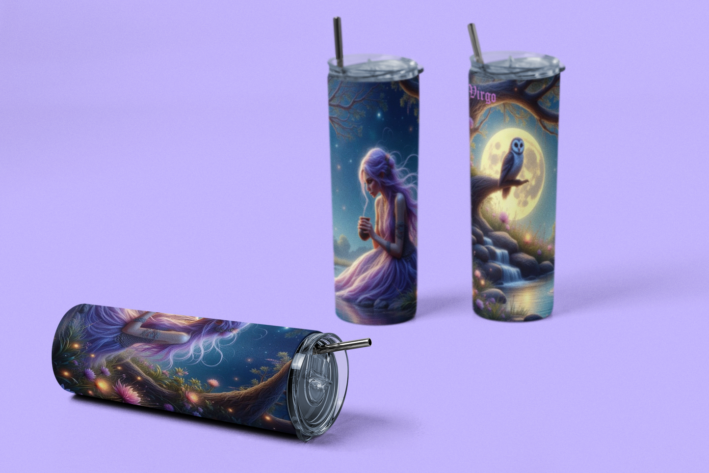 Zodiac Virgo Tumbler with Straw, 20oz