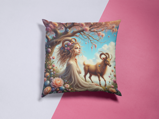 Zodiac Aries, Bohemian Floral Square Pillow, Cozy Home Decor, Gift for Her, Astrology Decorative Cushion, Relaxing Bedroom Accent