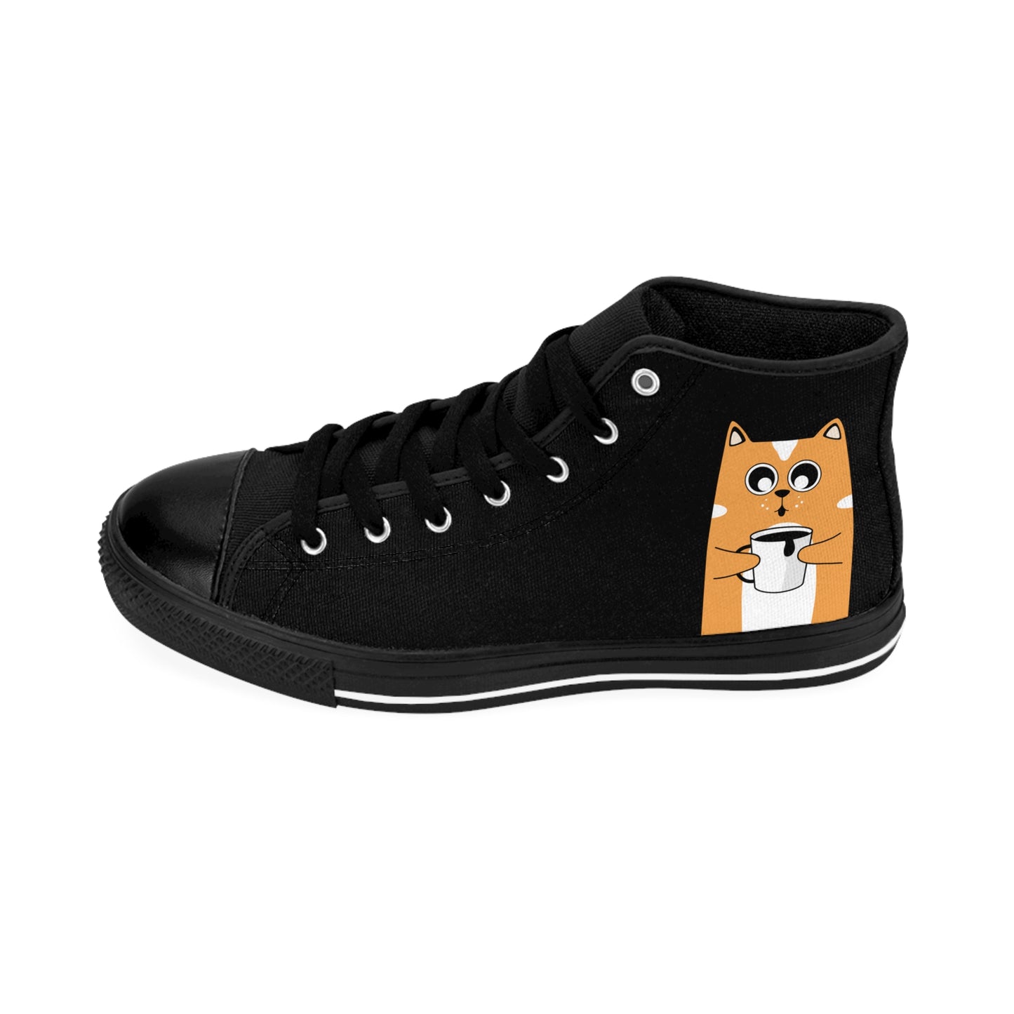 Whimsical Cat Design High-Top Sneakers, Casual Footwear, Pet Lovers Gift, Fun Everyday Shoes, Unique Fashion Accessories