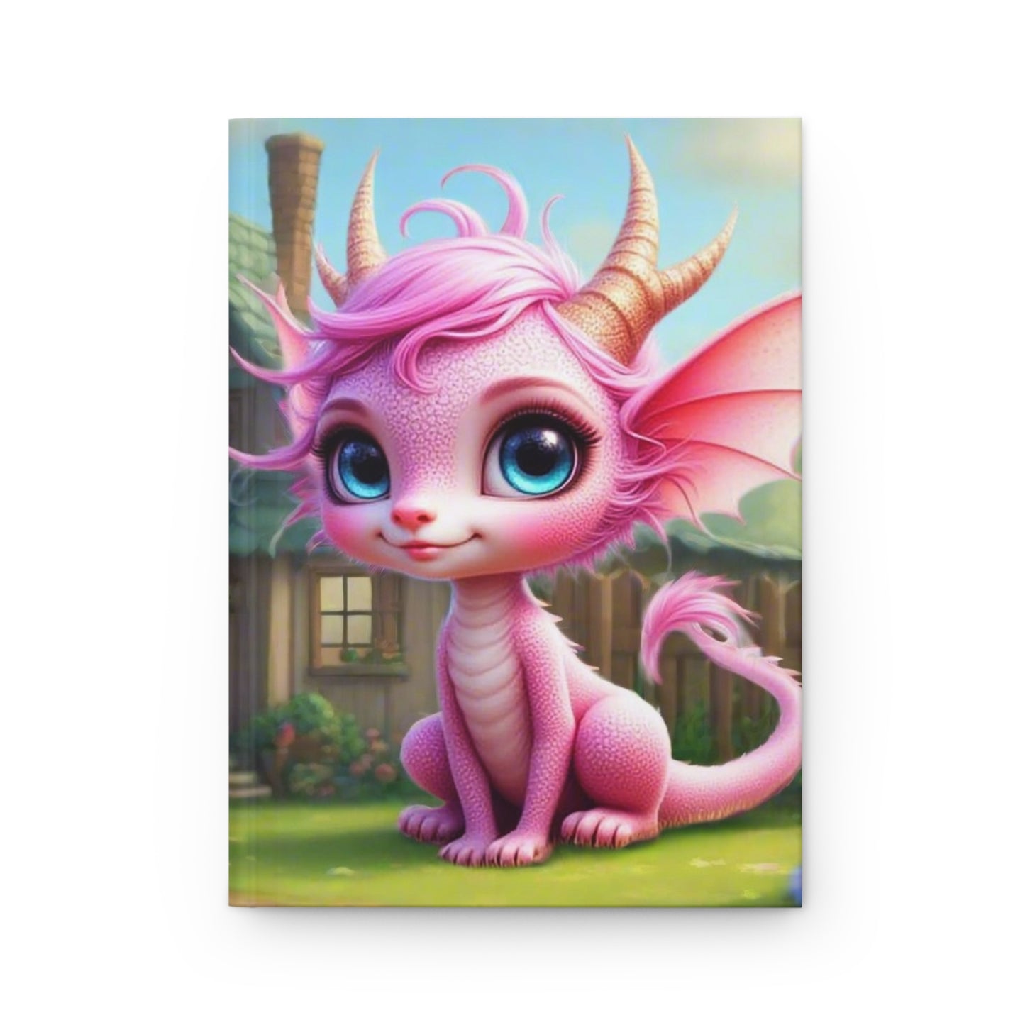 Whimsical Pink Dragon Hardcover Journal, Cute Dragon Diary, Fantasy Journal, Gift for Kids, Dreamy Notebook, Creative Writing