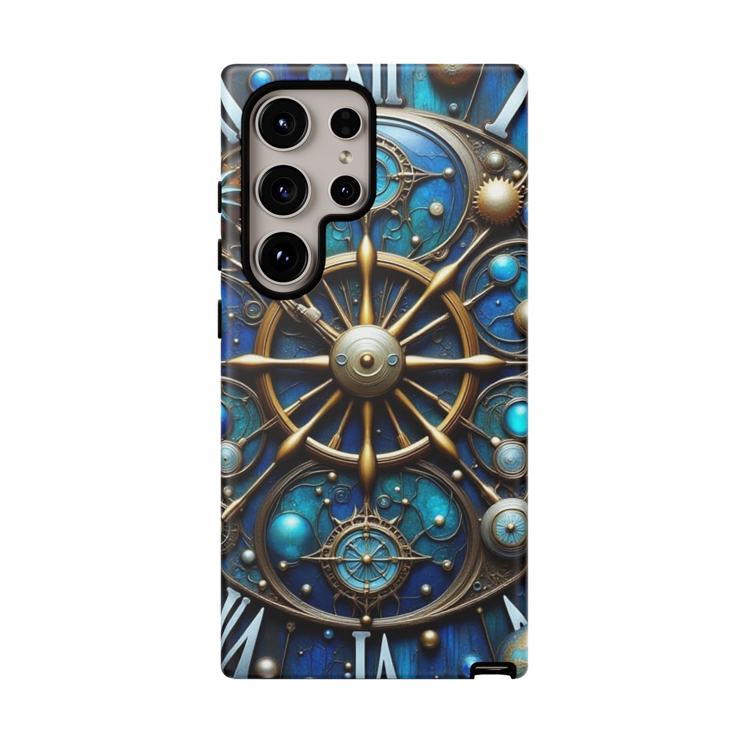 Stylish Phone Cases for Adventurers, Unique Phone Cover, Gift for Friends, Gold and Blue Steampunk Design, Tough Protective Case, Artistic [...]
