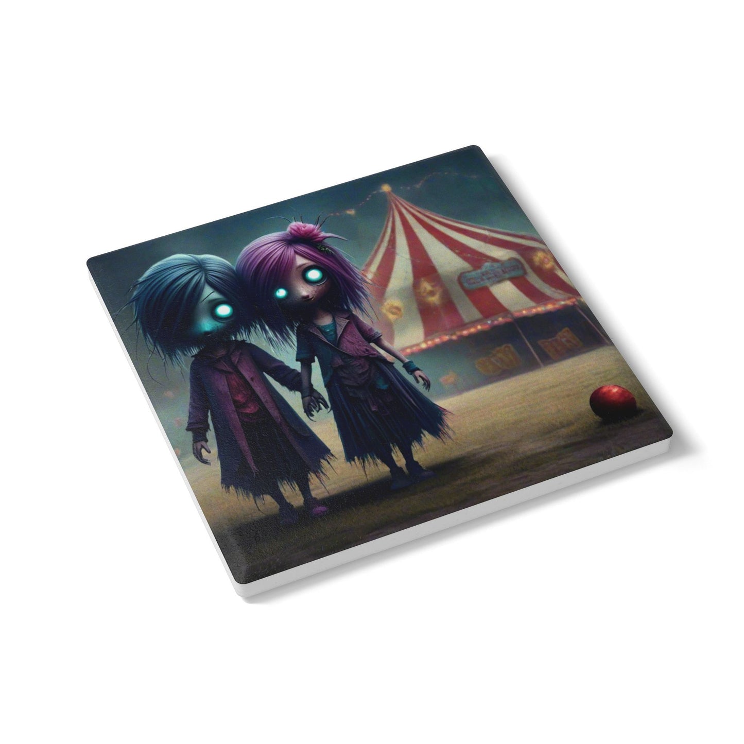 Ceramic Coaster, Tiny Terrors Clara & Cora, Gothic Designs, Gothic Kids, Zombie Kids