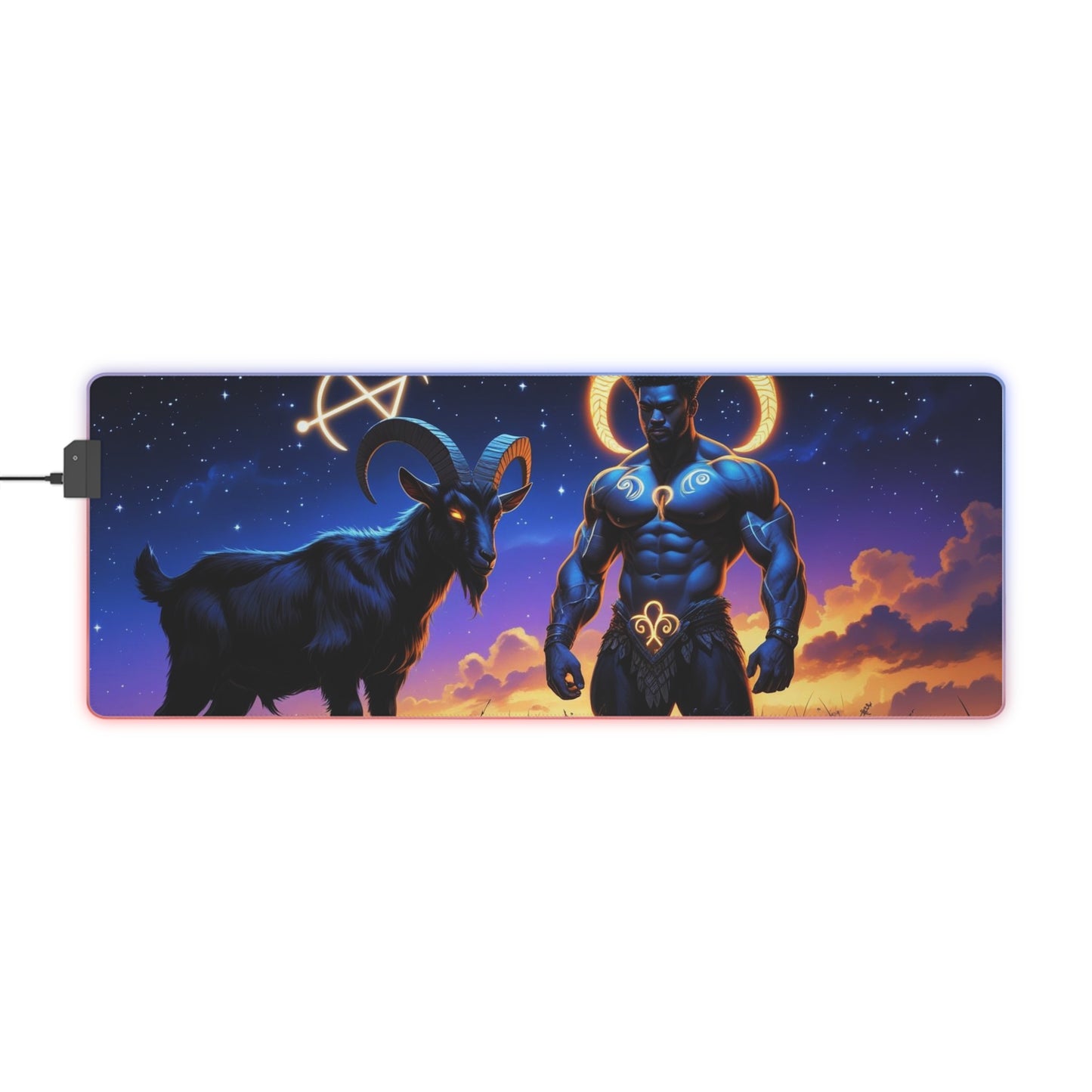 LED Gaming Mouse Pad with Mystic Design, Gamer Accessories, Desk Decor, Computer Gaming Gift, LED Illumination