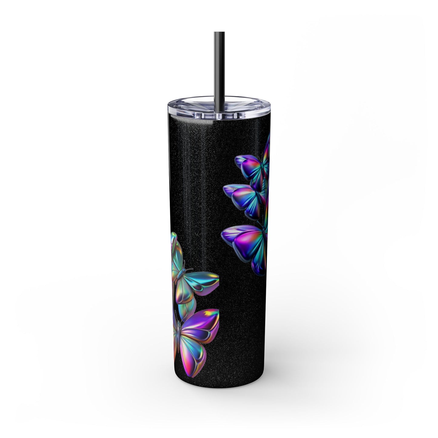 Purple Butterfly Swarm Tumbler with Straw, 20oz