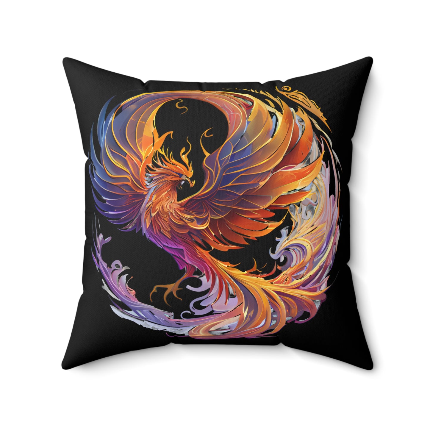 Vibrant Phoenix Throw Pillow, Boho Cushion, Home Decor, Gift for Him, Unique Art, Living Room Accent