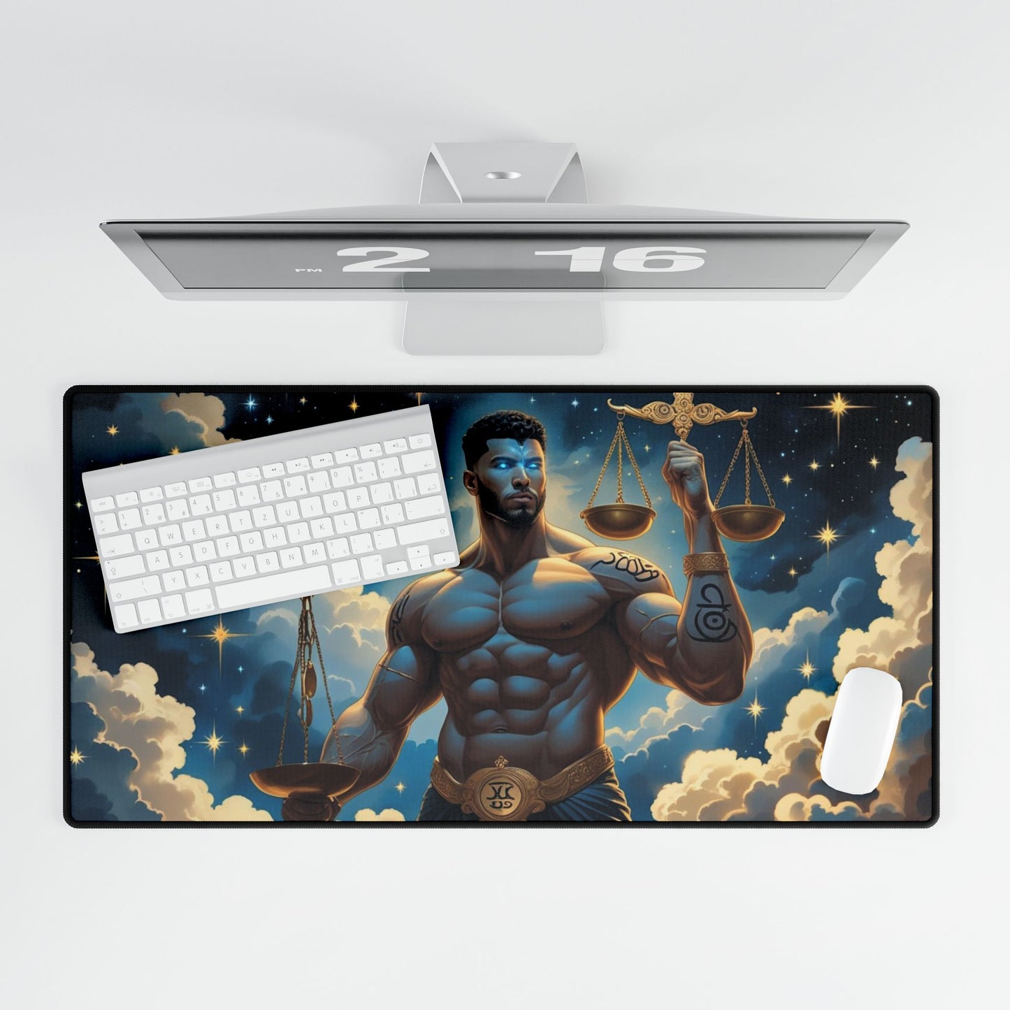 Celestial Justice Desk Mat | Astrological Decor, Gamer Accessories, Office Gift, Unique Workstation Decor, Home Office Essentials