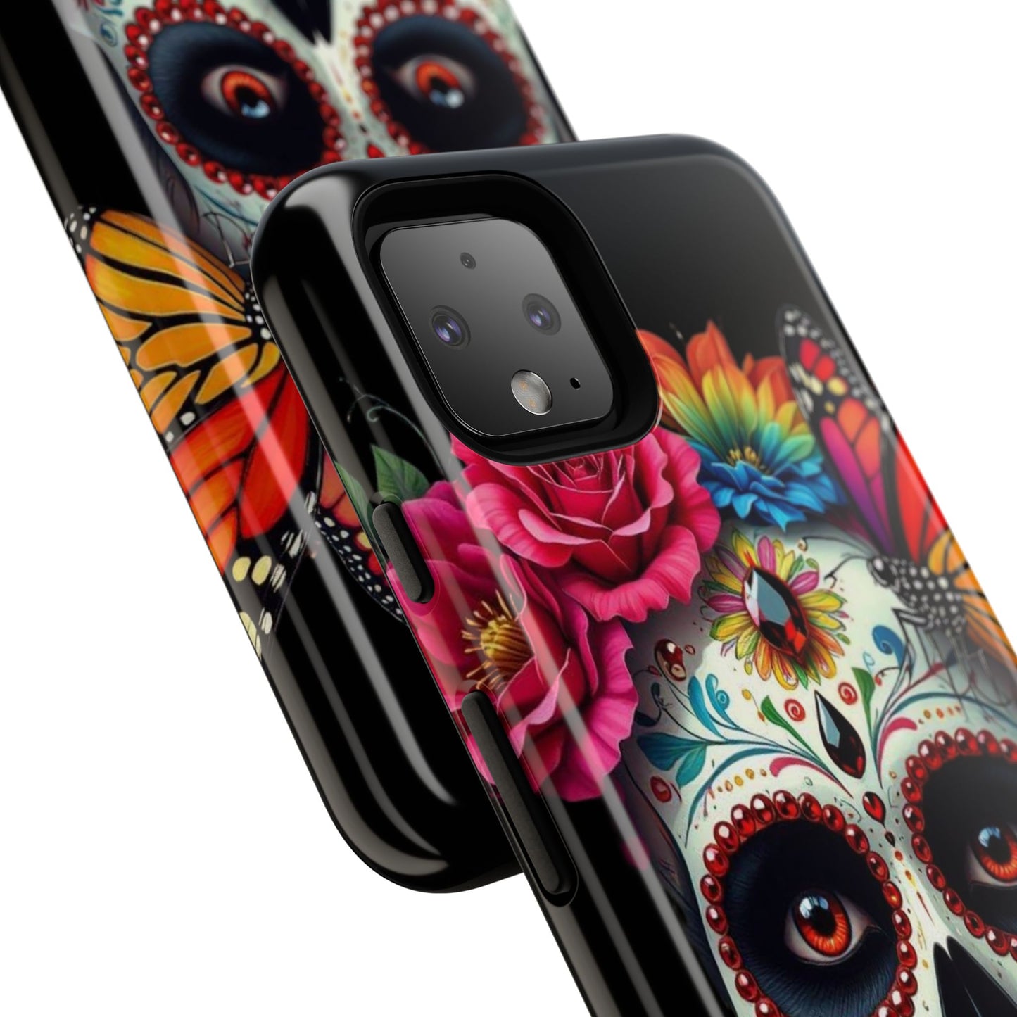 Colorful Sugar Skull Phone Case, Day of the Dead Case, Floral Phone Cover, Flower Skull Design, Edgy Phone Accessory