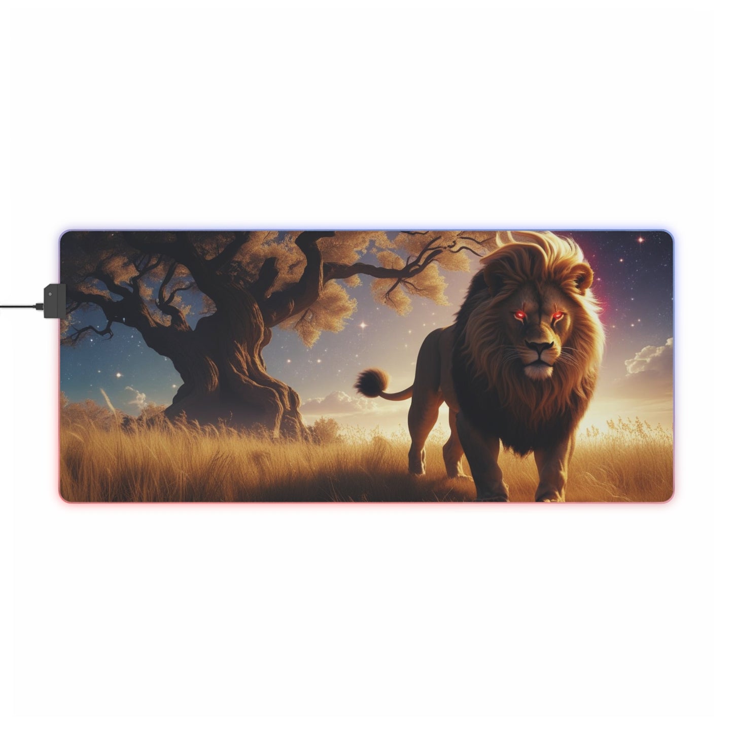 LED Lion Gaming Mouse Pad - Cool Gamer Desk Accessory, RGB Lighting, Gaming Setup, Perfect Gift for Gamers, Home Office Decor