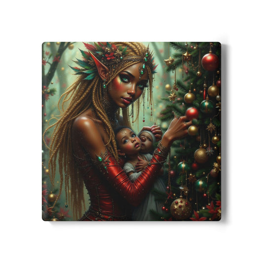 Festive Ceramic Coaster Set, Holiday Drink Coasters, Christmas Home Decor, Gift for Mom, Unique Tableware