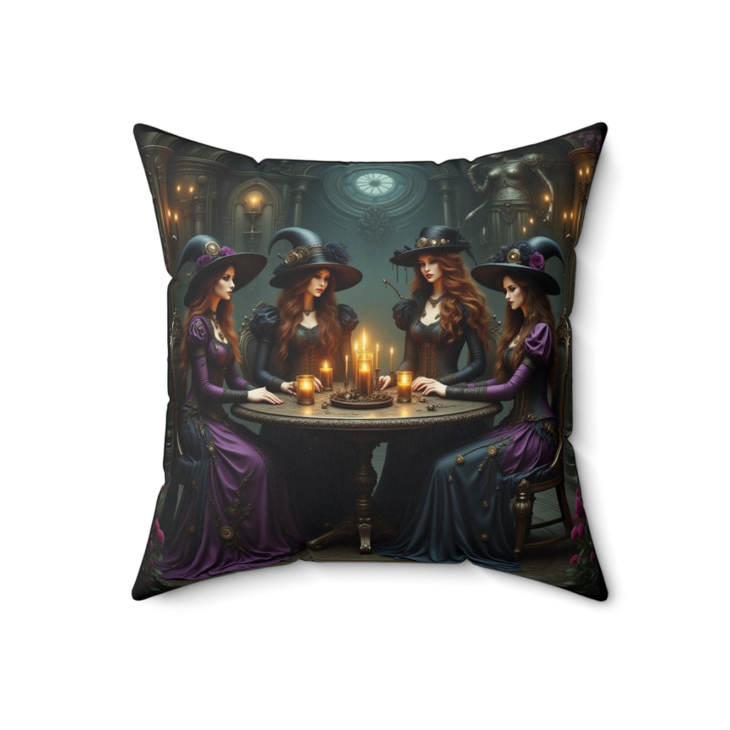 Halloween-Themed Spun Polyester Pillow, Witch Pillow, Spooky Decor, Gothic Home Accent, Witchcraft Decoration, Cozy Accent