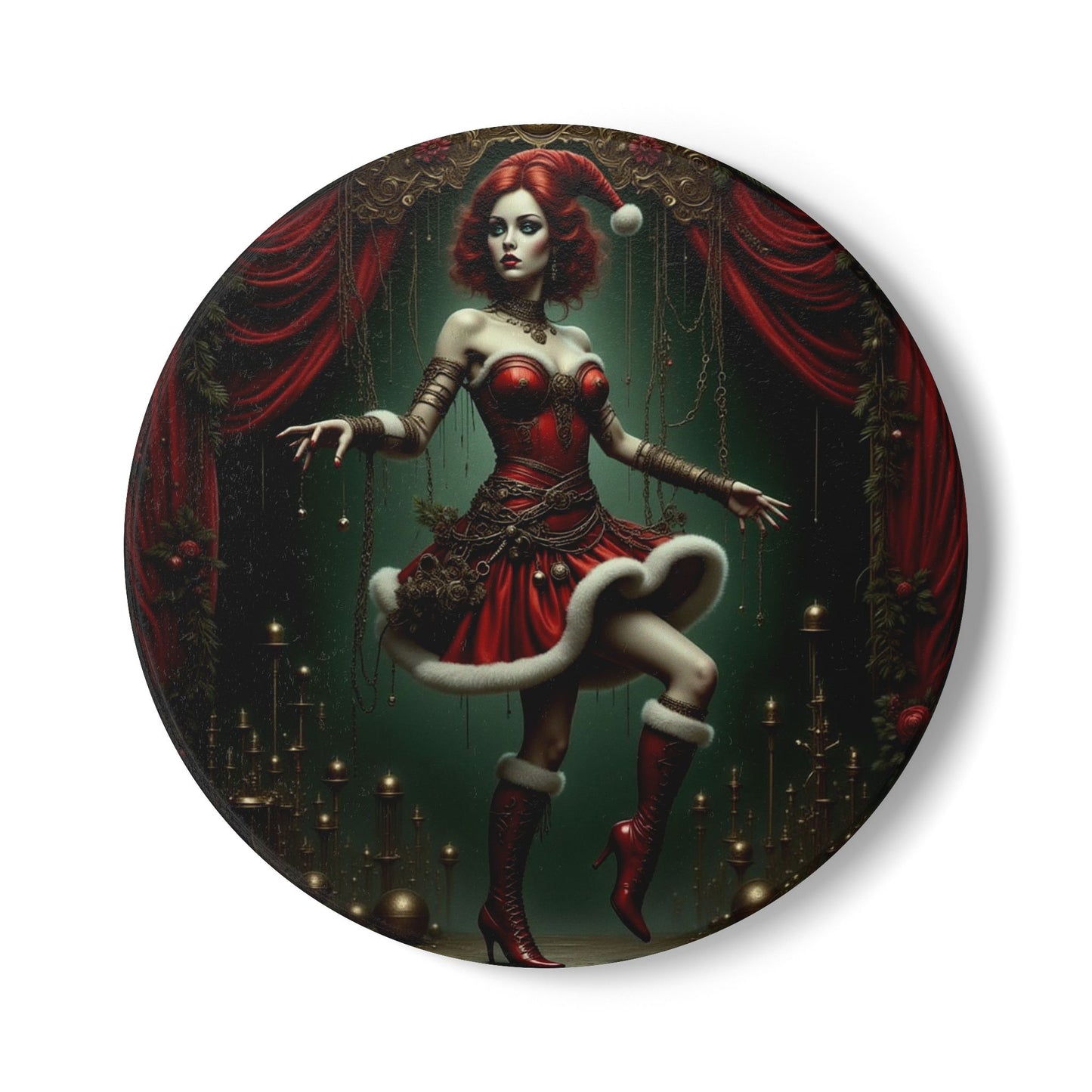 Christmas Themed Cenobite Coaster, Festive Drink Coaster, Holiday Home Decor, Unique Gift Ideas, Decorative Tableware