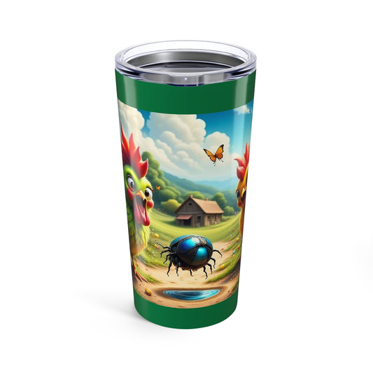 Colorful Cute Chickens, Whimsical Farmhouse Tumbler 20oz | Colorful Garden Design, Perfect for Gifting, Travel, and Everyday Use, Ideal for Nature Lovers