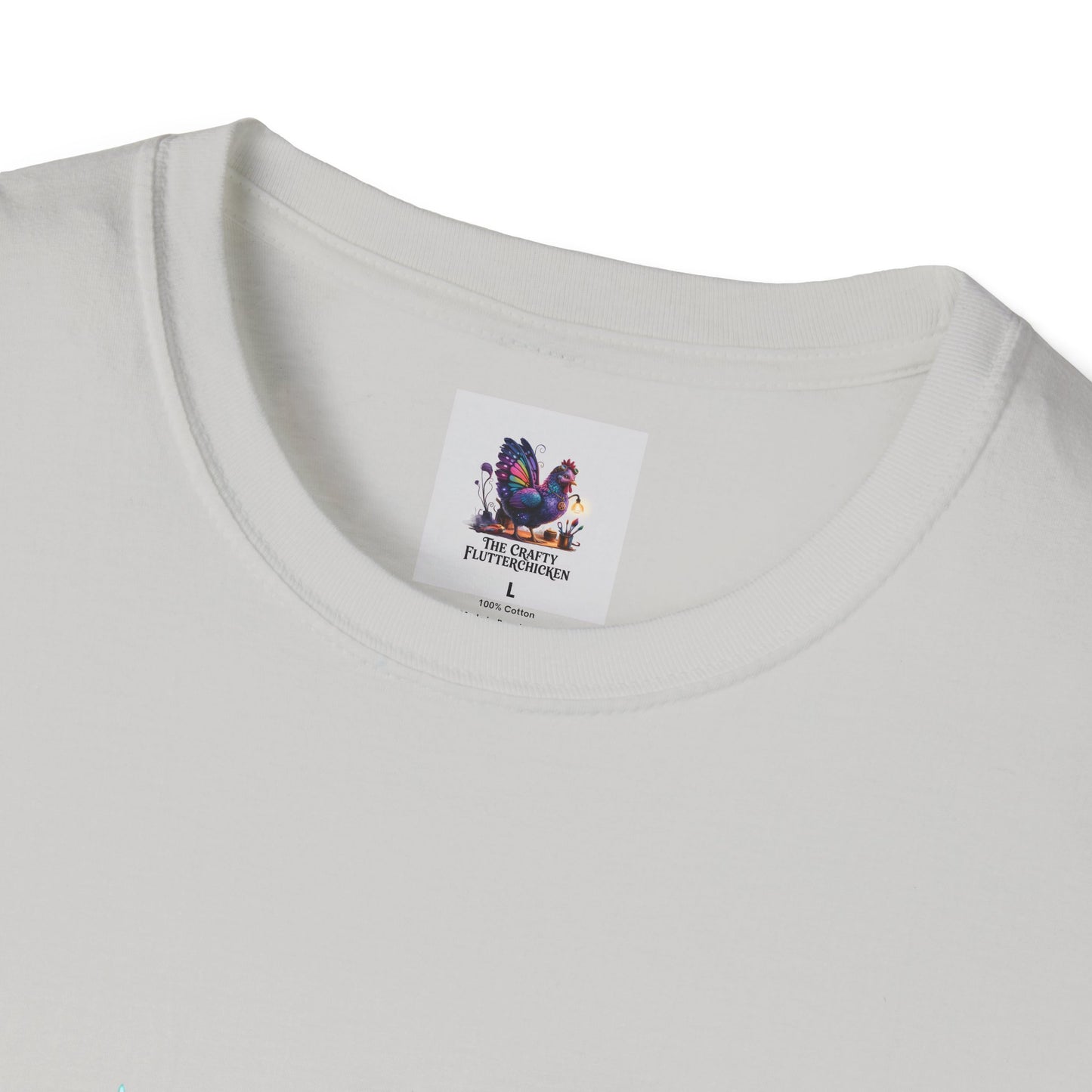 Colorful Kooky Chickens Willow & Sage Art Unisex Softstyle T-Shirt, Colorful Tee, Nature-Inspired Apparel, Cute Graphic Shirt