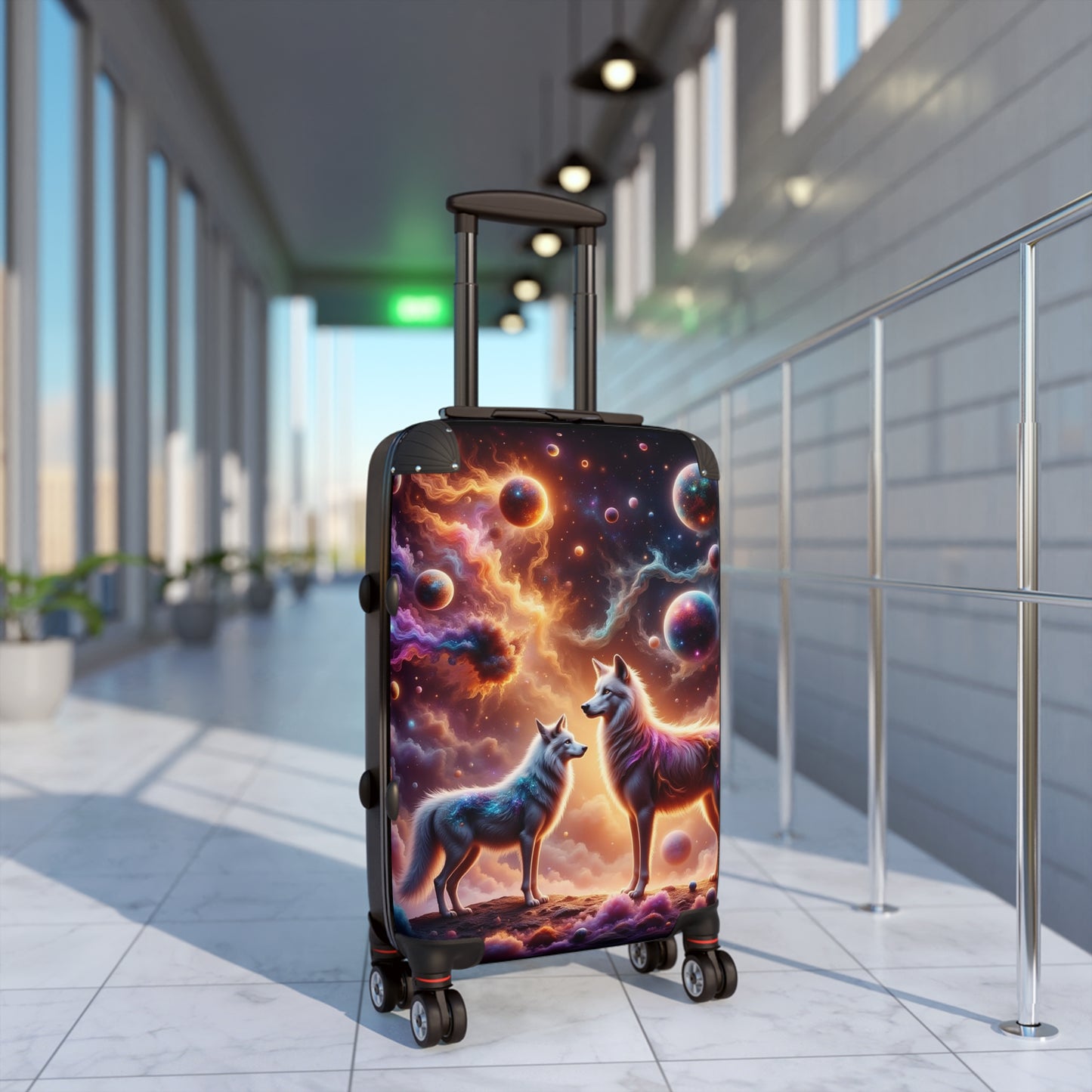 Celestial Wolves Suitcase - Unique Travel Luggage, Cosmic Dog Theme, Perfect for Adventurers, Gifts for Him/Her, Animal Lover Travel Gear