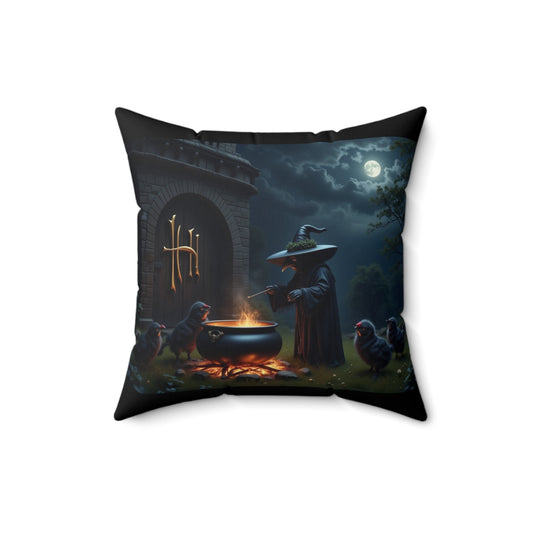 Hen-rie Potter, Spooky Halloween Square Pillow, Witch Decor, Cozy Halloween Home, Fall Gathering, Spun Polyester Cushion, Harry Potter Hens