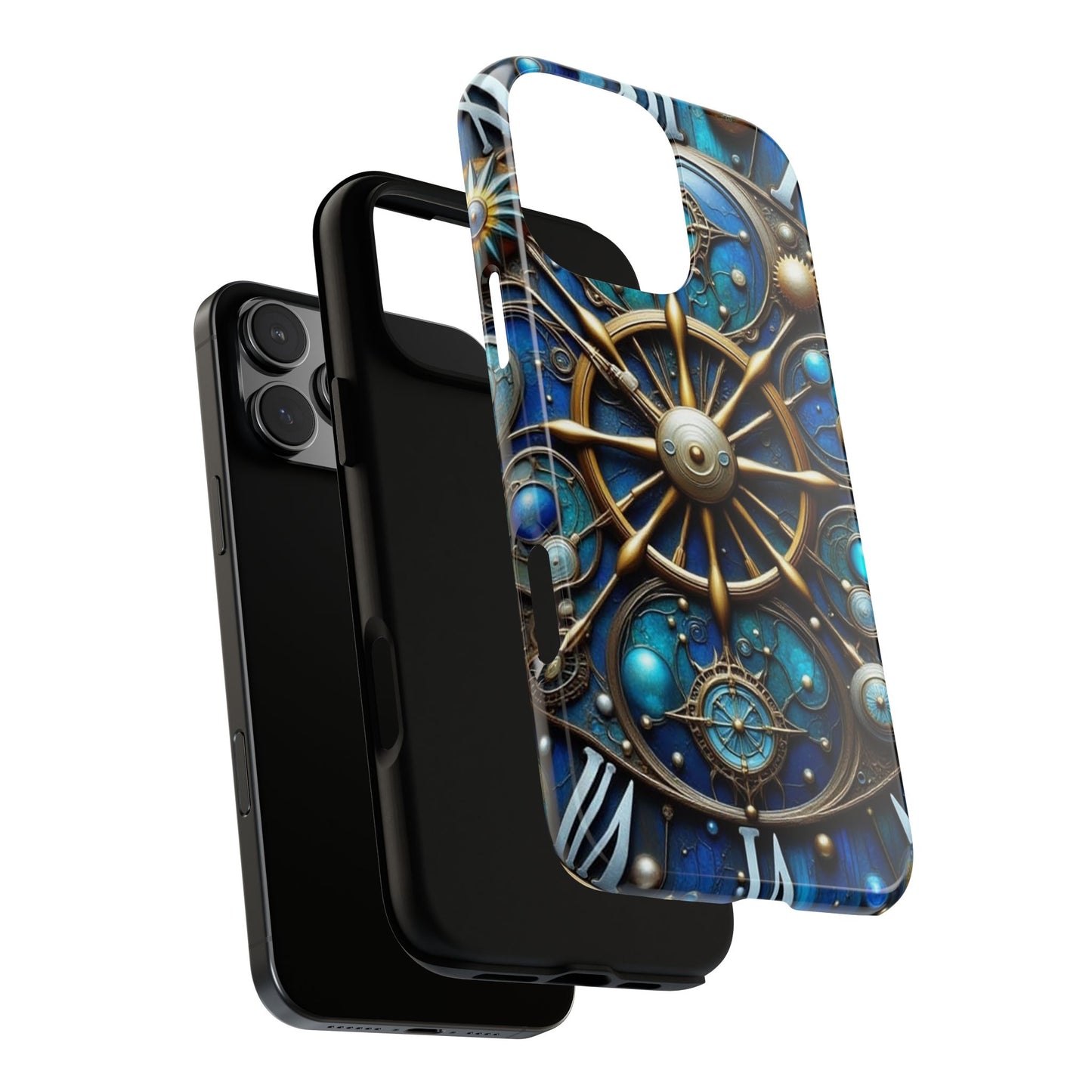 Stylish Phone Cases for Adventurers, Unique Phone Cover, Gift for Friends, Gold and Blue Steampunk Design, Tough Protective Case, Artistic [...]