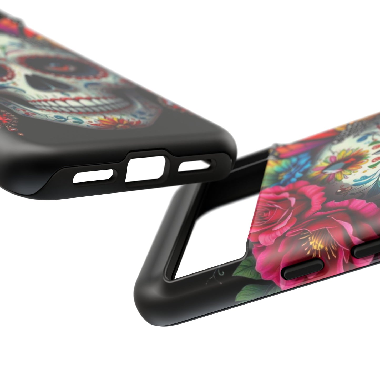 Colorful Sugar Skull Phone Case, Day of the Dead Case, Floral Phone Cover, Flower Skull Design, Edgy Phone Accessory