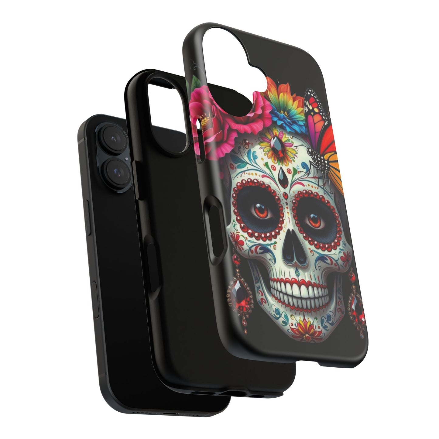 Colorful Sugar Skull Phone Case, Day of the Dead Case, Floral Phone Cover, Flower Skull Design, Edgy Phone Accessory