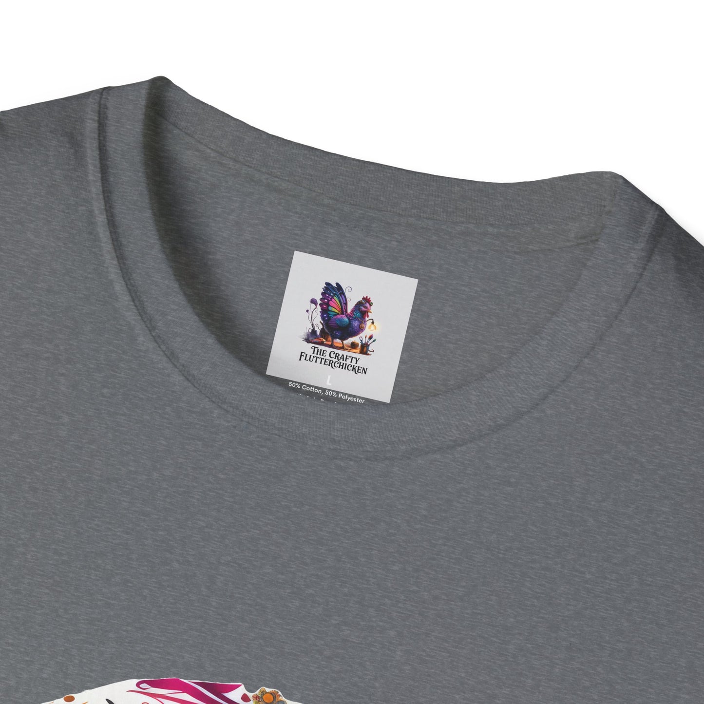 Colorful Sugar Skull Art Unisex Softstyle T-Shirt, Colorful Tee, Cute Graphic Shirt