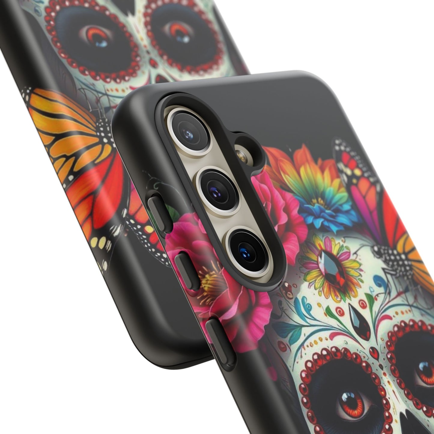 Colorful Sugar Skull Phone Case, Day of the Dead Case, Floral Phone Cover, Flower Skull Design, Edgy Phone Accessory