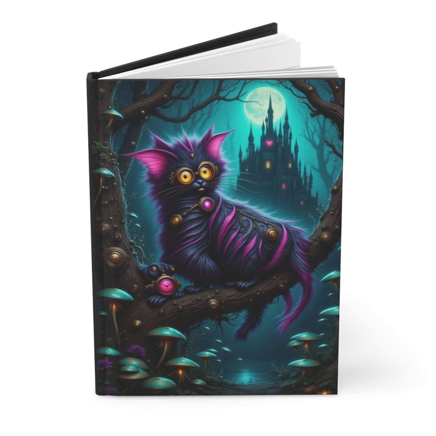 Mystical Cat Hardcover Journal, Spooky Notebook for Cat Lovers, Gift for Halloween, Journal for Writing & Sketching