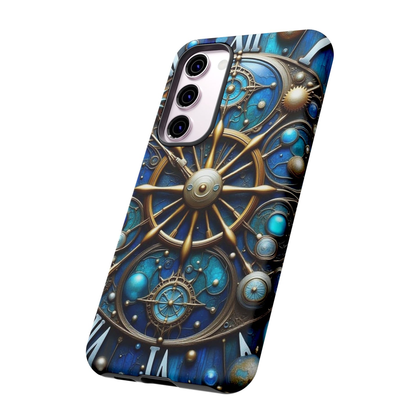 Stylish Phone Cases for Adventurers, Unique Phone Cover, Gift for Friends, Gold and Blue Steampunk Design, Tough Protective Case, Artistic [...]